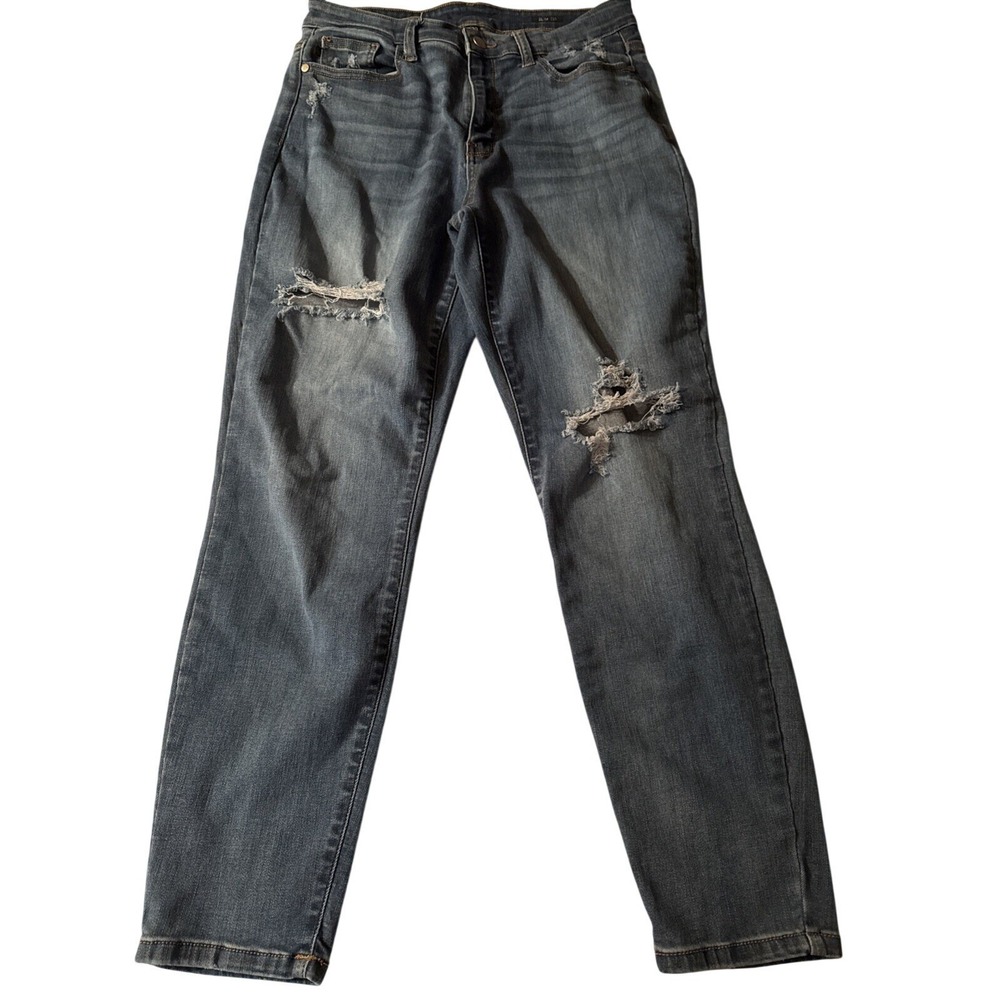 Judy Blue Slim Fit Distressed Denim Blue Jeans JR Size 11/30 Boho